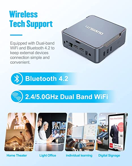 Mini PC Ιntel Celeron N3350 Processor(Up to 2.4GHz), 4GB DDR3 64GB eMMC  Mini Computer Windows 10 Pro Desktop Computers Support 4K HDMI Triple  Display